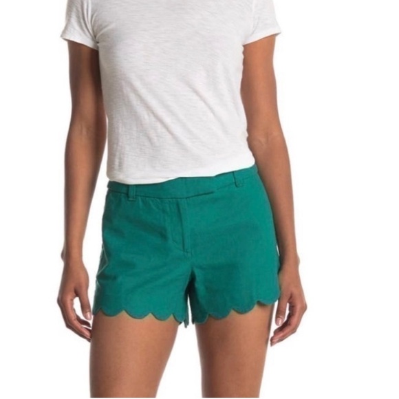 NWT J. Crew Solid Scalloped Linen Blend Shorts - Picture 2 of 12